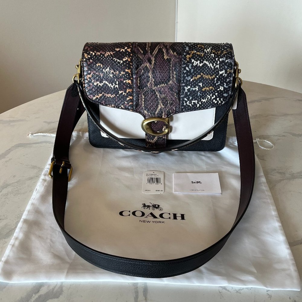 SOLD Coach 1941 Large Tabby Exotic Snakeskin Shoulder Bag w Leather Crossbody